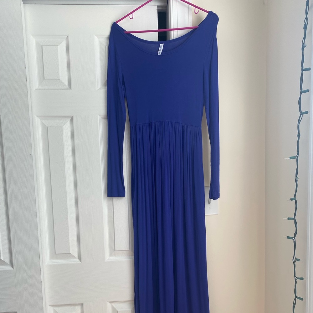 Long, royal blue dress